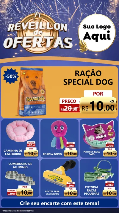 Modelo de Rede Social para Stories com o tema Réveillon de Ofertas para Pet Shop