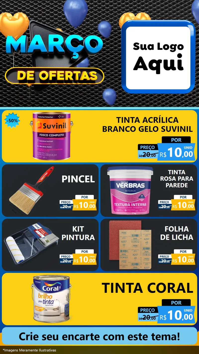 Modelo de TV para TV Vertical com o tema Março de Ofertas para Tintas e Ferramentas