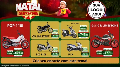 Modelo de TV para TV Horizontal com o tema Natal da Economia para Concessionaria de Motos