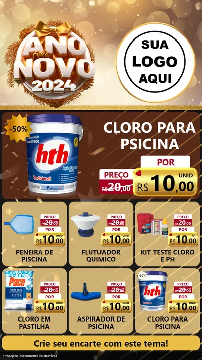 Modelo de Rede Social para Stories com o tema Feliz Ano Novo 2027 para Produtos para Piscina