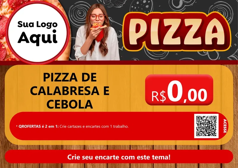 Modelo de Cartaz para Cartaz A4 Horizontal com o tema Pizza para Pizzaria