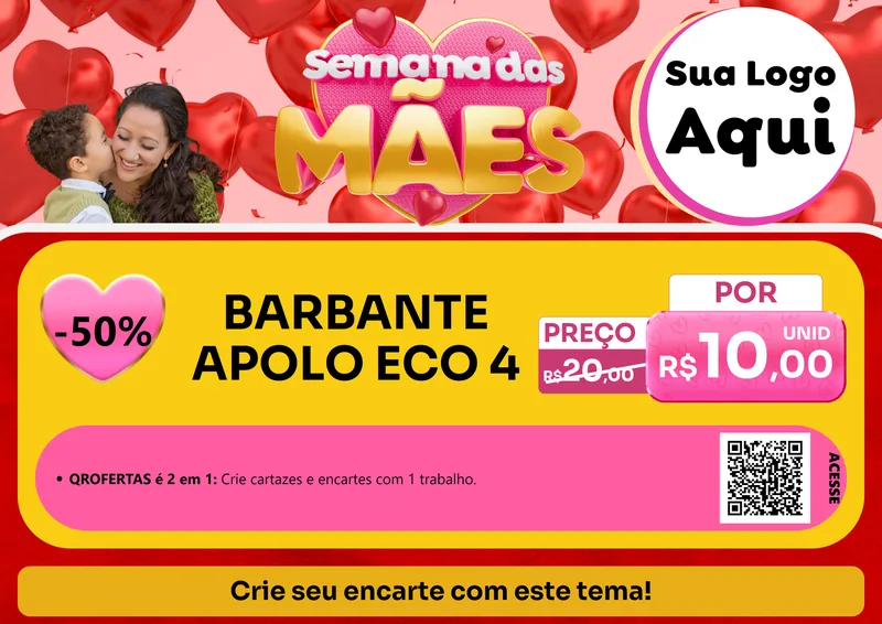 Modelo de Cartaz para Cartaz A4 Horizontal com o tema Semana Das Mães para Armarinho e Aviamentos