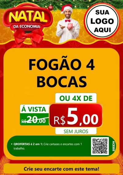 Modelo de Cartaz para Cartaz A4 Vertical com o tema Natal da Economia para Móveis e Eletro