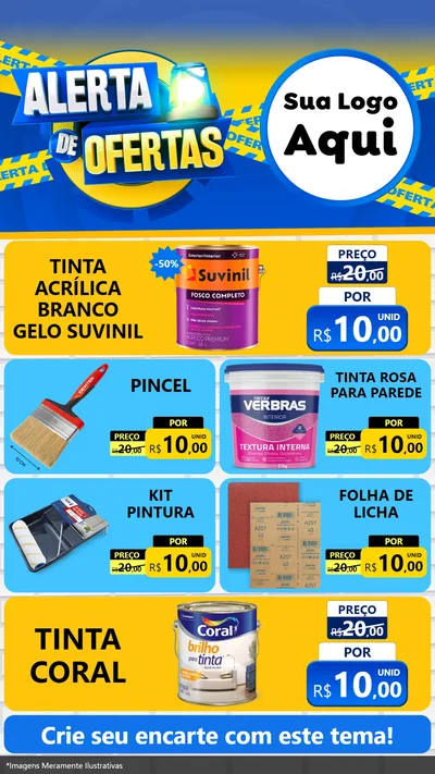 Modelo de TV para TV Vertical com o tema Alerta de Ofertas para Tintas e Ferramentas
