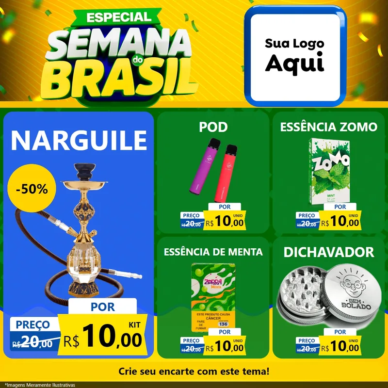 Modelo de Rede Social para Feed Facebook com o tema Especial Semana do Brasil para Tabacaria