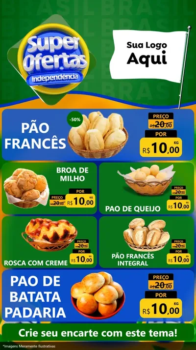 Modelo de TV para TV Vertical com o tema Super Ofertas de Independência para Padaria