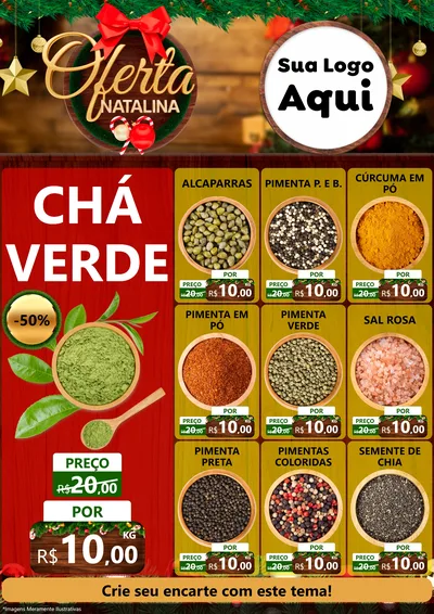 Modelo de Encarte para Encarte A4 Vertical com o tema Ofertas Natalina para Produtos Naturais