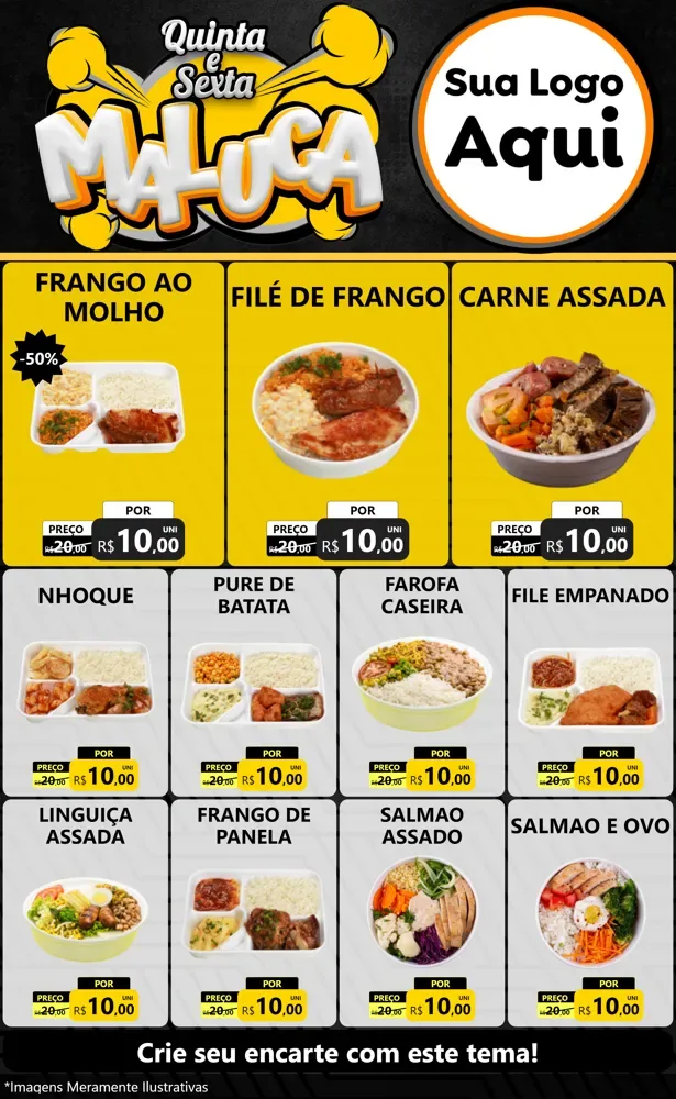 Modelo de Encarte para Encarte Grande com o tema Quinta e Sexta Maluca para Restaurante