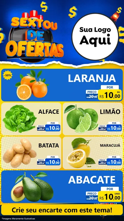 Modelo de TV para TV Vertical com o tema Sextou de Ofertas para Hortifrúti