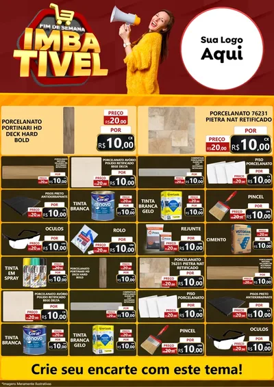 Modelo de Encarte para Encarte A4 Vertical com o tema Fim de Semana Imbatível para Pisos e revestimentos