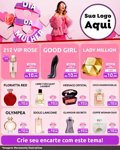 Modelo de Rede Social para Feed Instagram com o tema Dia da Mulher para Perfumes