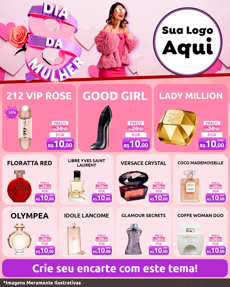 Modelo de Rede Social para Feed Instagram com o tema Dia da Mulher para Perfumes