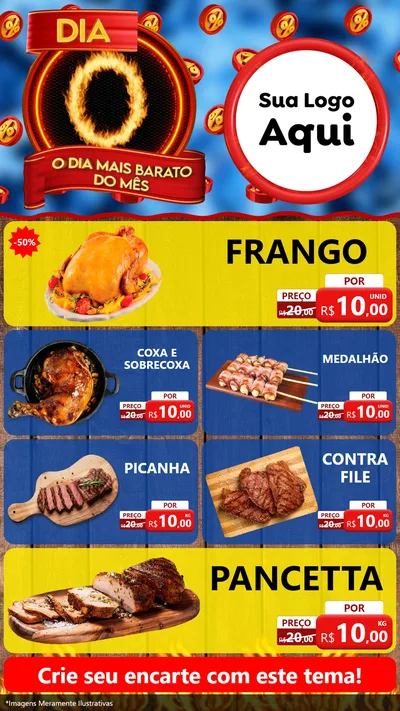 Modelo de TV para TV Vertical com o tema Dia O - O Dia Mais Barato Do Mês para Assados