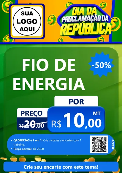 Modelo de Cartaz para Cartaz A4 Vertical com o tema Dia Da Proclamação da República para Materiais Elétricos