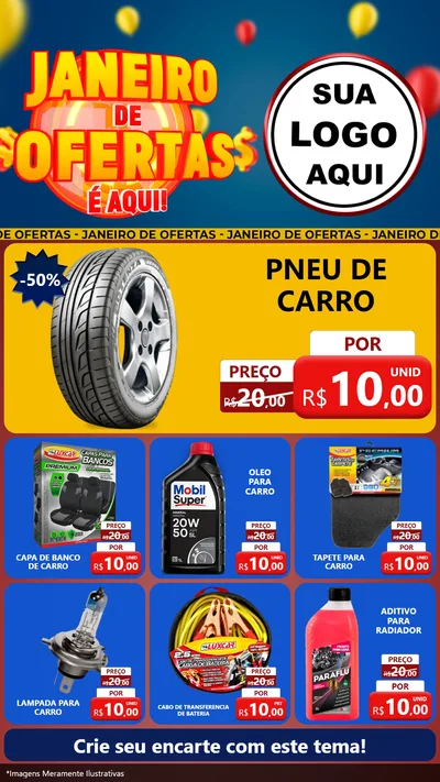 Modelo de Rede Social para Stories com o tema Janeiro de Ofertas É Aqui! para Auto peças