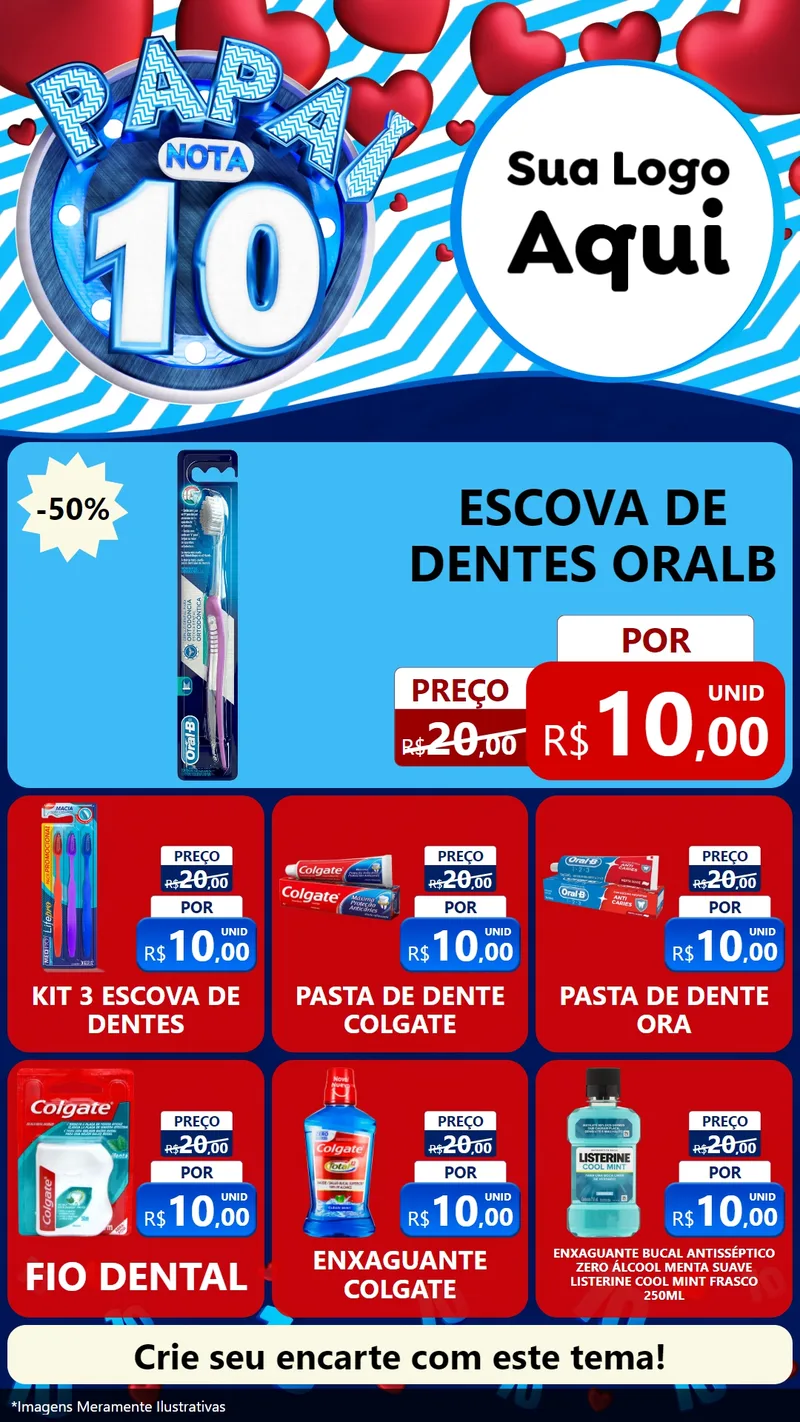 Modelo de Rede Social para Stories com o tema Papai Nota 10 para Higiene Pessoal