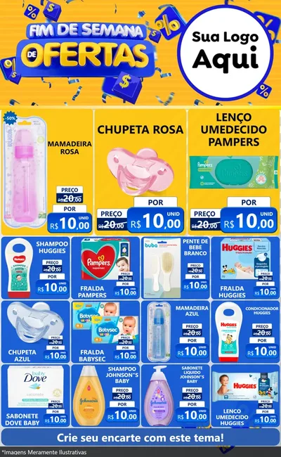 Modelo de Encarte para Encarte Grande com o tema Fim de Semana de Ofertas para Bebês