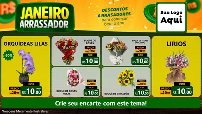 Modelo de TV para TV Horizontal com o tema Janeiro Arrasador para Floricultura e jardim