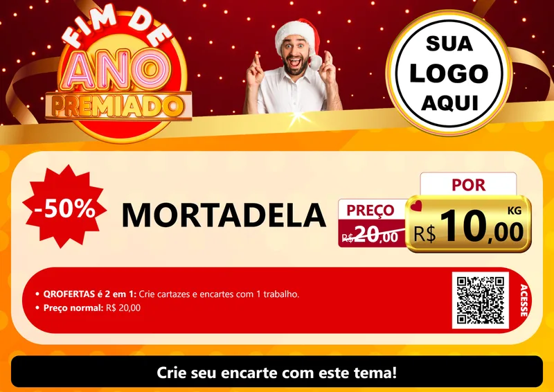 Modelo de Cartaz para Cartaz A4 Horizontal com o tema Fim de Ano Premiado para Frios e Laticínios