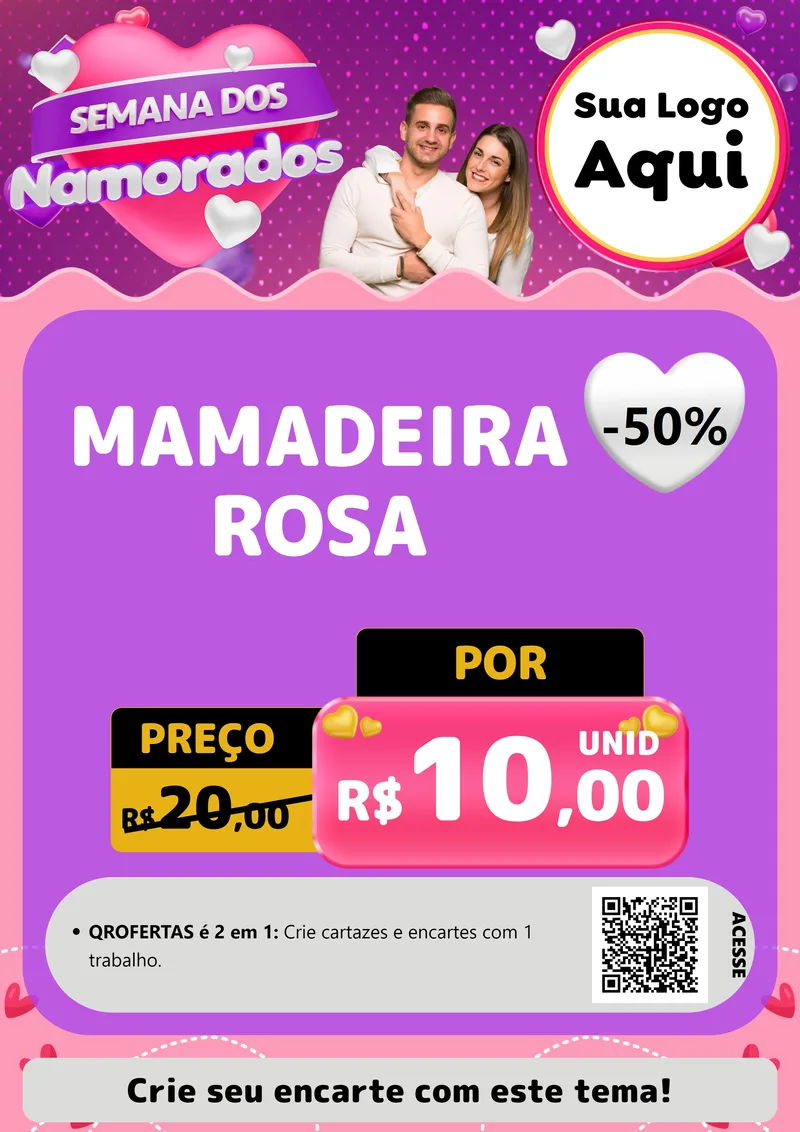 Modelo de Cartaz para Cartaz A4 Vertical com o tema Semana dos Namorados para Bebês