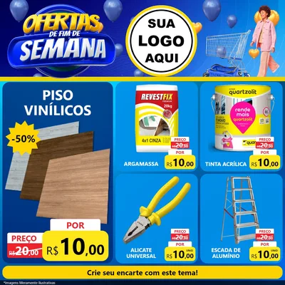 Modelo de Rede Social para Feed Facebook com o tema Ofertas de Fim de Semana para Material para Construção