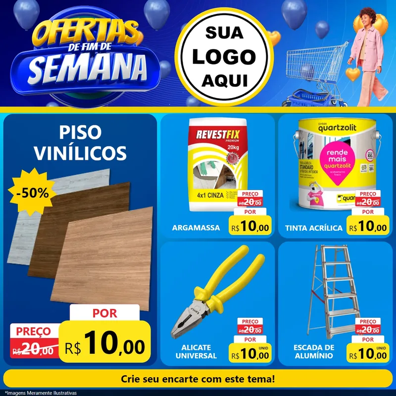 Modelo de Rede Social para Feed Facebook com o tema Ofertas de Fim de Semana para Material para Construção