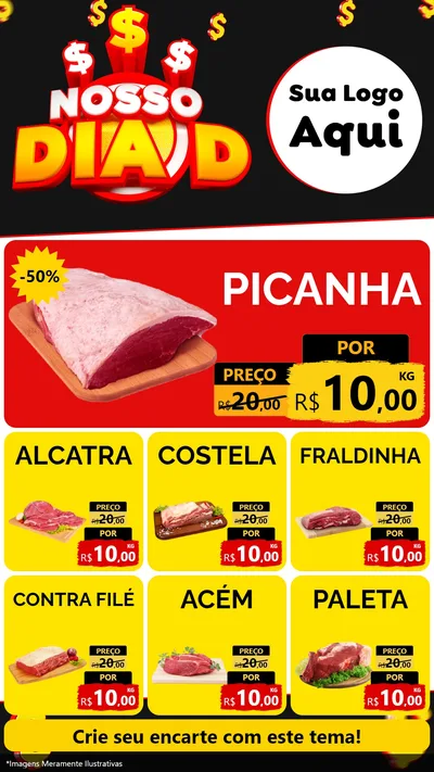 Modelo de Rede Social para Stories com o tema Nosso Dia D para Açougue