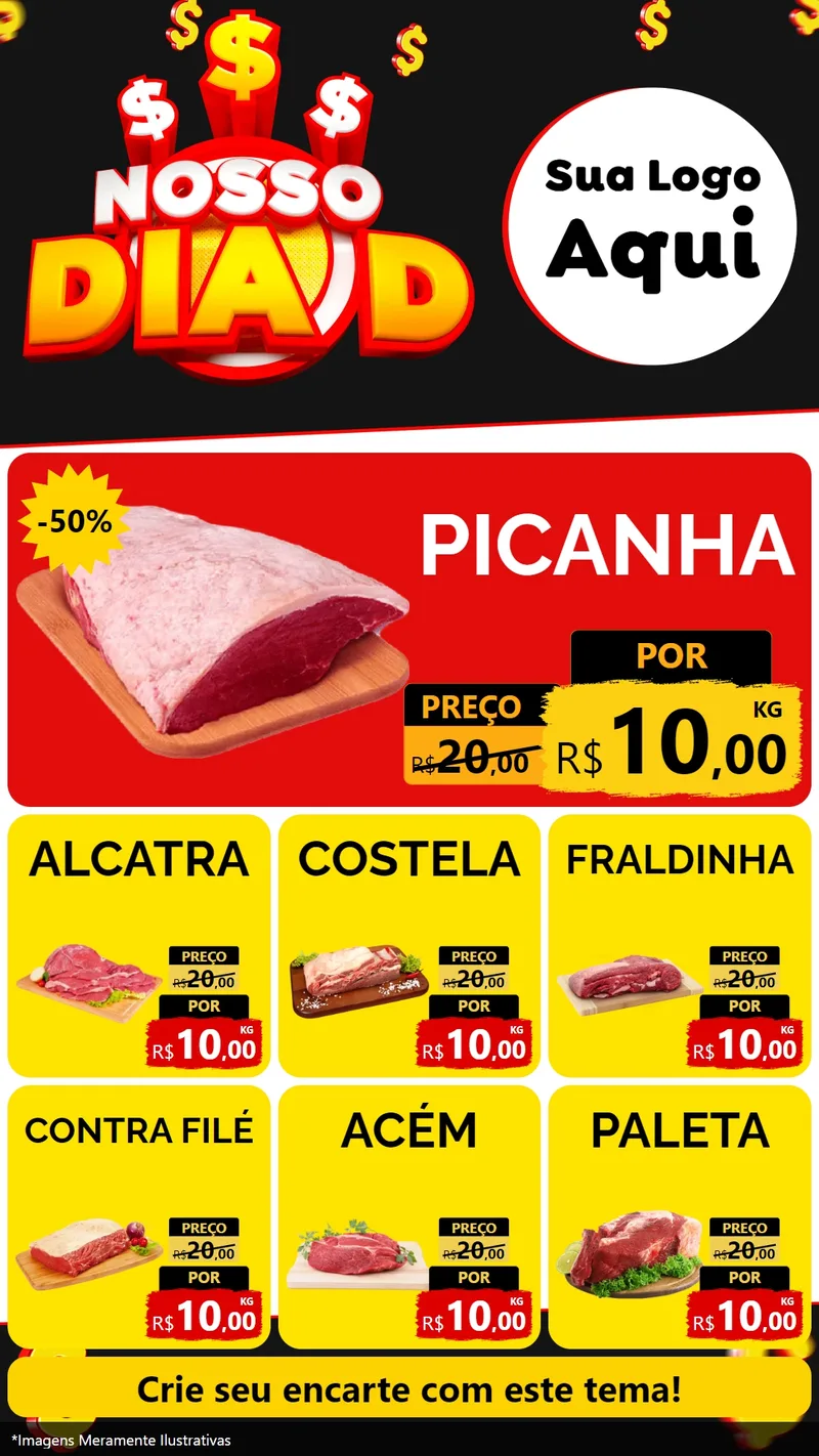 Modelo de Rede Social para Stories com o tema Nosso Dia D para Açougue