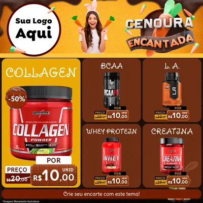 Modelo de Rede Social para Feed Facebook com o tema Cenoura Encantada - Páscoa para Suplementos alimentares