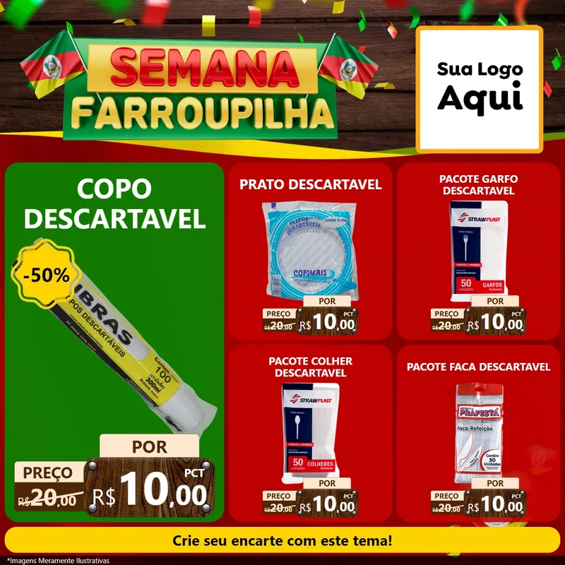 Modelo de Rede Social para Feed Facebook com o tema Semana Farroupilha para Embalagens