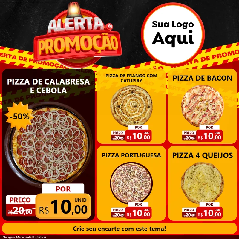 Modelo de Rede Social para Feed Facebook com o tema Alerta de Promoção para Pizzaria