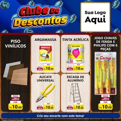 Modelo de Rede Social para Feed Facebook com o tema Clube de Descontos para Material para Construção