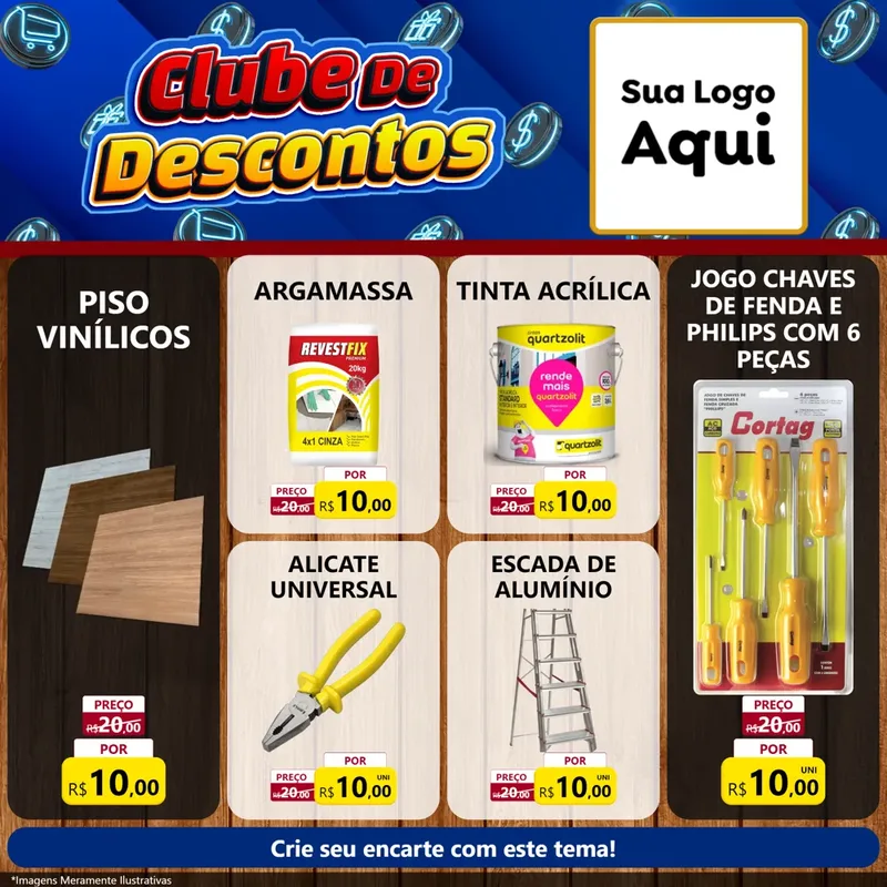 Modelo de Rede Social para Feed Facebook com o tema Clube de Descontos para Material para Construção