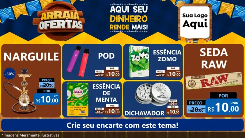 Modelo de TV para TV Horizontal com o tema Arraiá de Ofertas - Junina para Tabacaria