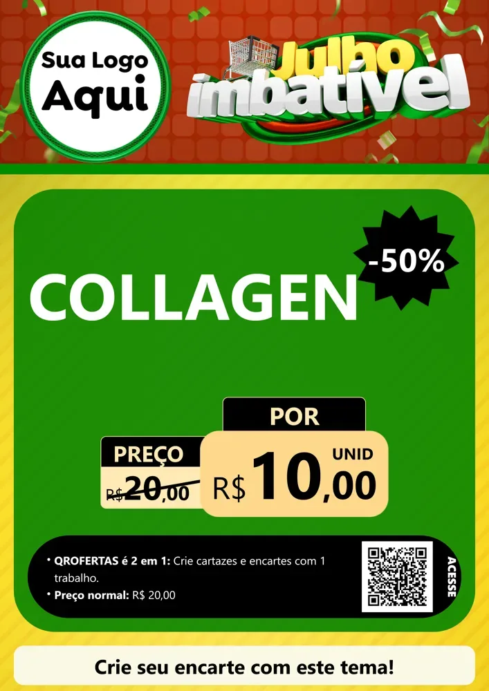 Modelo de Cartaz para Cartaz A4 Vertical com o tema Julho Imbatível para Suplementos alimentares