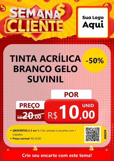 Modelo de Cartaz para Cartaz A4 Vertical com o tema Semana do Cliente para Tintas e Ferramentas