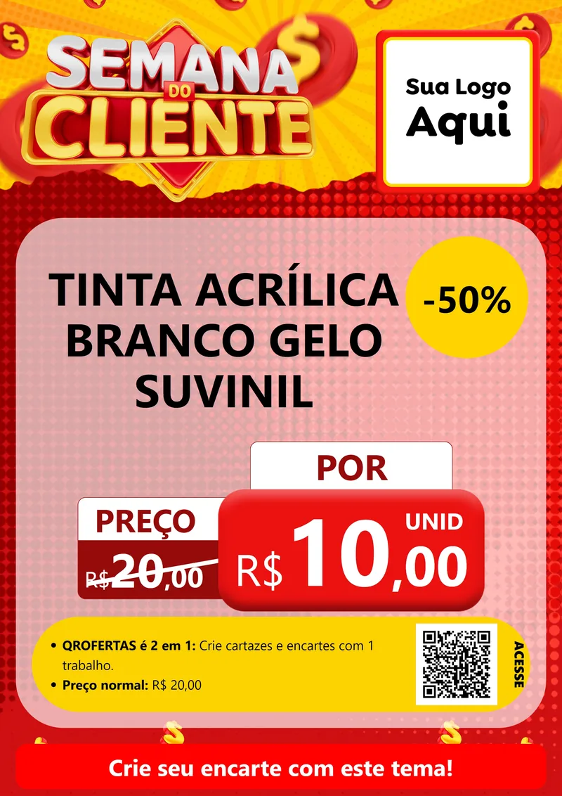 Modelo de Cartaz para Cartaz A4 Vertical com o tema Semana do Cliente para Tintas e Ferramentas