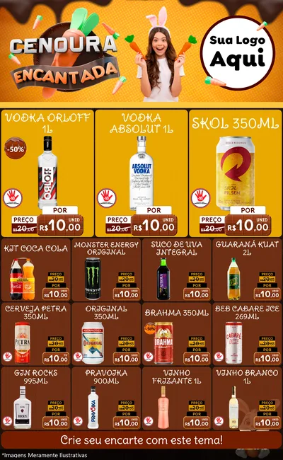 Modelo de Encarte para Encarte Grande com o tema Cenoura Encantada - Páscoa para Distribuidora de bebidas