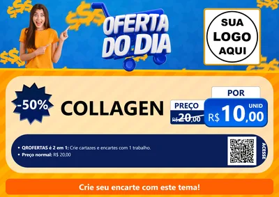 Modelo de Cartaz para Cartaz A4 Horizontal com o tema Oferta do Dia para Suplementos alimentares