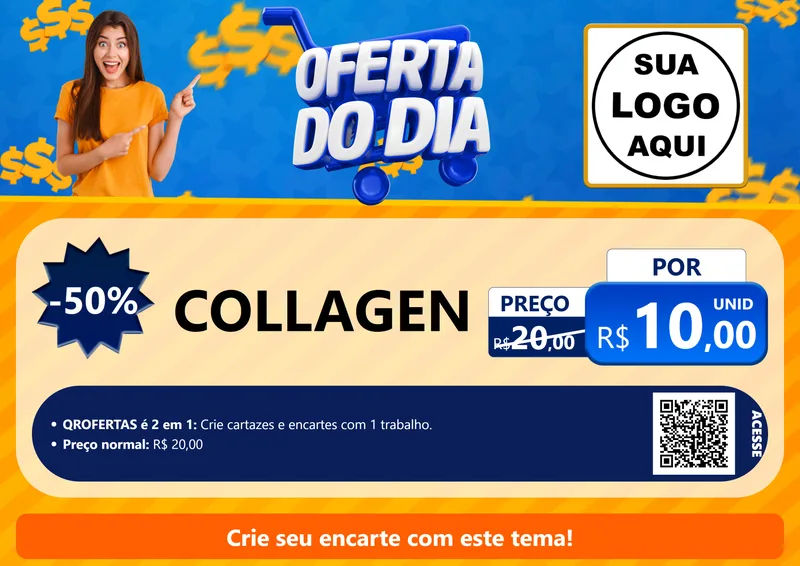 Modelo de Cartaz para Cartaz A4 Horizontal com o tema Oferta do Dia para Suplementos alimentares