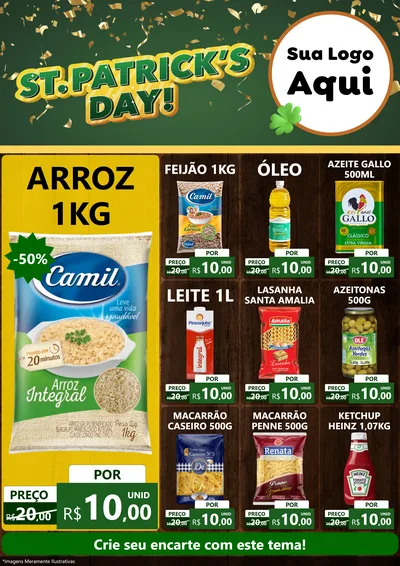 Modelo de Encarte para Encarte A4 Vertical com o tema St Patriks Day para Supermercado