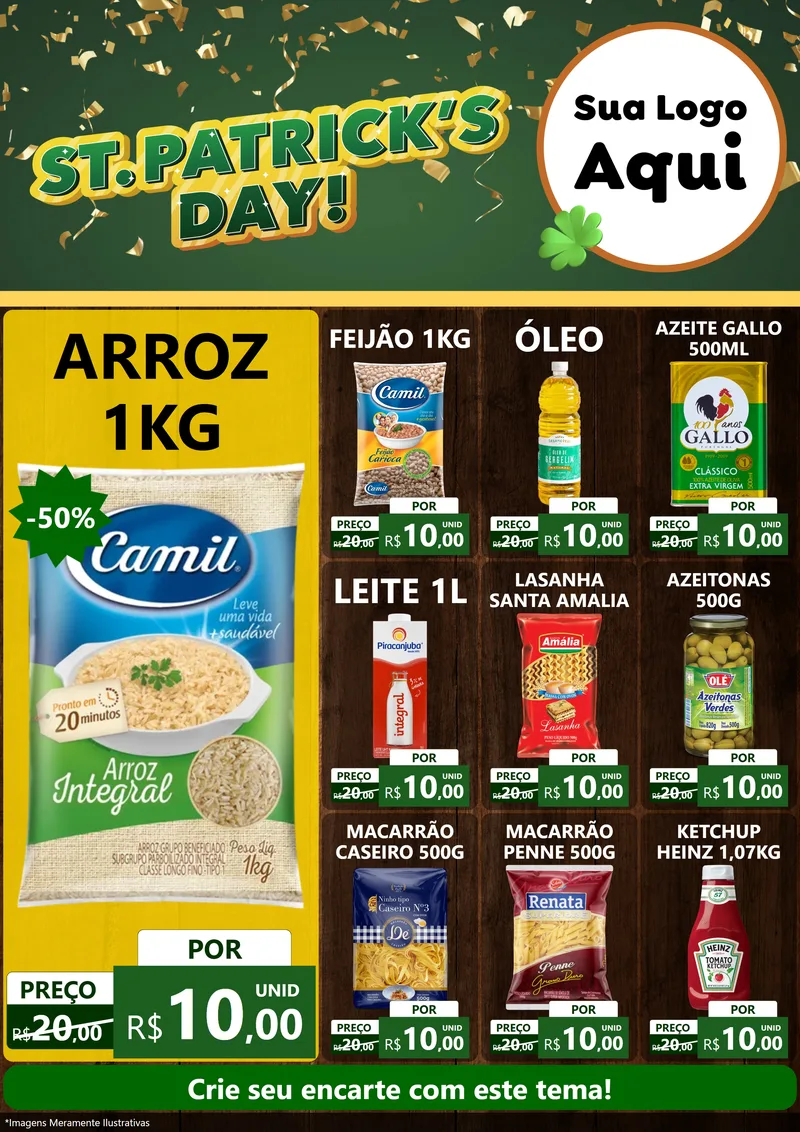 Modelo de Encarte para Encarte A4 Vertical com o tema St Patriks Day para Supermercado