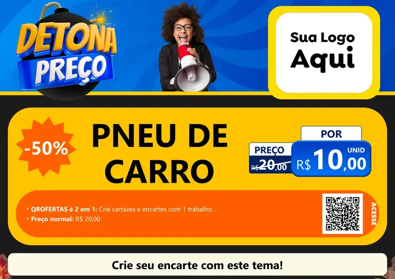 Modelo de Cartaz para Cartaz A4 Horizontal com o tema Detona Preços para Auto peças