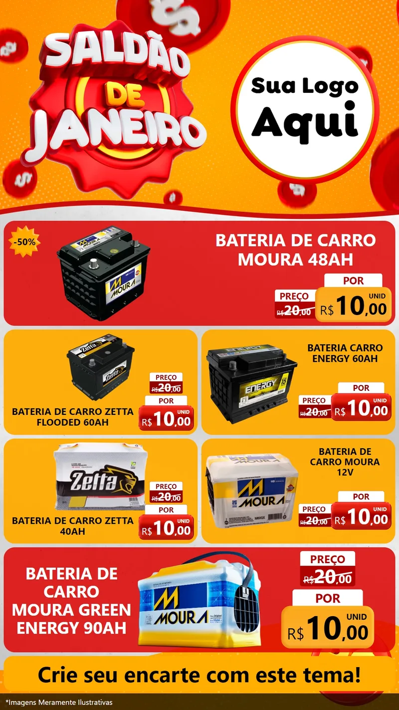 Modelo de TV para TV Vertical com o tema Saldão de Janeiro para Baterias Elétricas