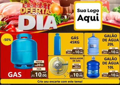 Modelo de Encarte para Encarte A4 Horizontal com o tema Ofertas do Dia para Água e gás