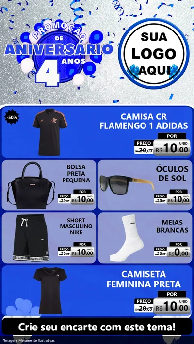 Modelo de TV para TV Vertical com o tema Promoção de Aniversário - 4 Anos para Roupas e acessórios