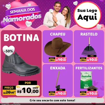 Modelo de Rede Social para Feed Facebook com o tema Semana dos Namorados para Agropecuária