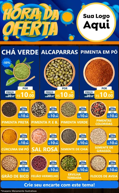 Modelo de Encarte para Encarte Grande com o tema Hora da Oferta para Produtos Naturais
