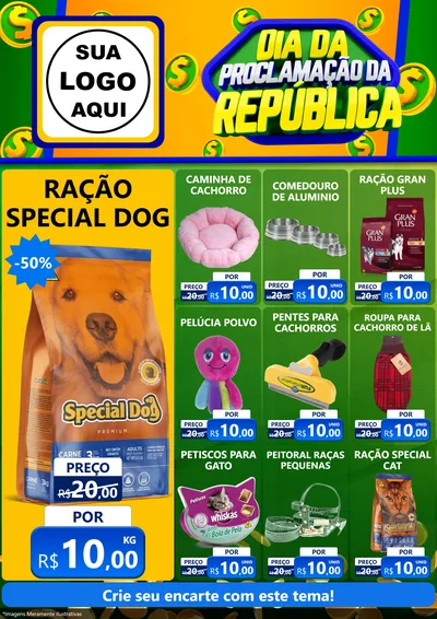 Modelo de Encarte para Encarte A4 Vertical com o tema Dia Da Proclamação da República para Pet Shop