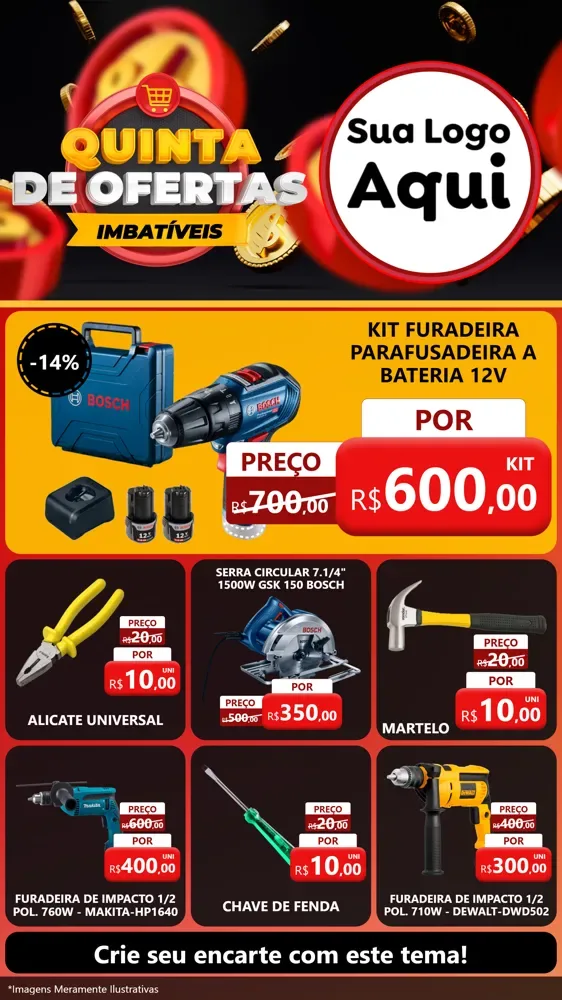 Modelo de Rede Social para Stories com o tema Quinta de Ofertas Imbatíveis para Maquinas e Ferramentas